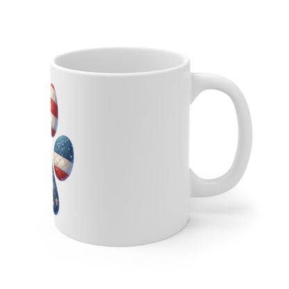 Patriotic Star Split Dog Paw Coffee Mug – Americana Red Blue Paw Print Mug – Quilted USA Dog Lover Mug – Patriotic Pet Gift Cup American Flag Paw Print Mug — Patriotic Pet Lover 11oz Coffee Cup...