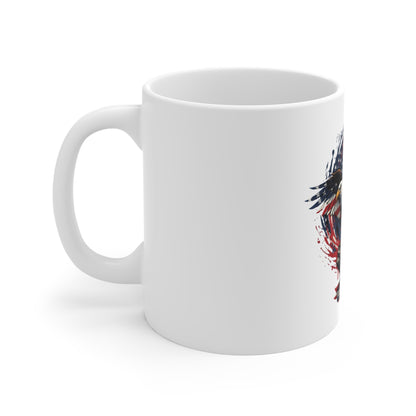 Patriotic Eagle Coffee Mug - 'Freedom Soars' American Flag 11oz