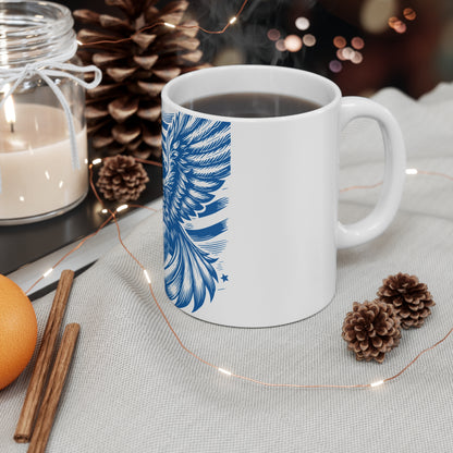 Patriotic Eagle Coffee Mug – Bold Americana Eagle Mug – USA Flag Eagle Art Cup – Strong American Pride Mug 11oz