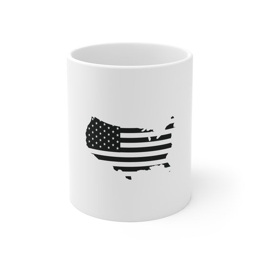Stealth USA Map Flag Coffee Mug – Blacked Out American Flag Map Mug – Minimalist United States Silhouette Cup – Subtle Patriotic Gift Mug Mug 11oz