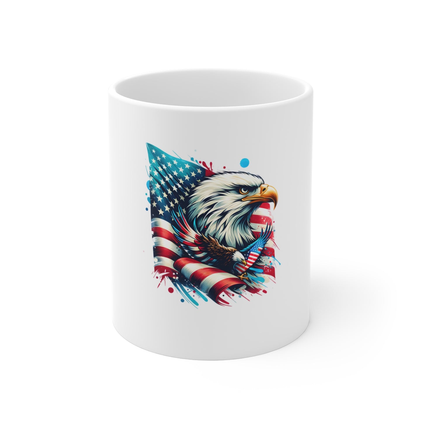 American Flag Bald Eagle Coffee Mug — Patriotic 11oz Tea Cup for Veterans & 4th of July