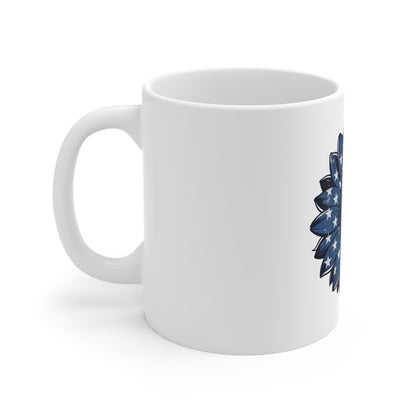 Patriotic Sunflower Mug — American Flag Floral Coffee Cup (11 oz)
