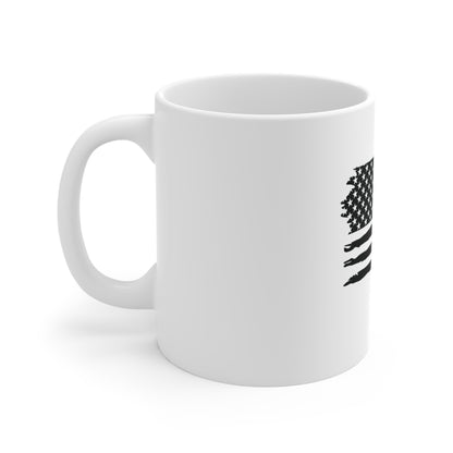Blacked Out American Flag Mug – Stealth USA Flag Coffee Mug – Minimalist Tactical Patriotic Cup – Modern American Pride Gift Mug 11oz