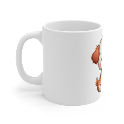 Cute Patriotic Puppy Star Wand Mug – 4th of July Dog Coffee Mug – Americana Puppy Magic Star Cup – Red White Blue Pet Lover Gift Cute Puppy Mug — Adorable Cartoon Dog 11oz Coffee Cup