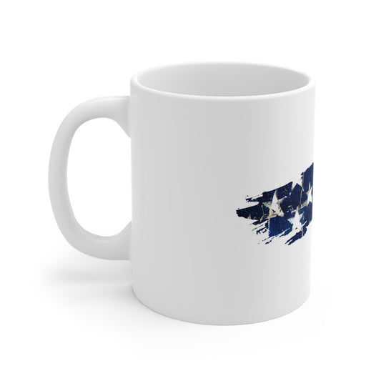 Fragmented USA Flag Brush Stroke Mug – Abstract American Flag Coffee Cup – Deconstructed Patriotic Design Mug 11oz