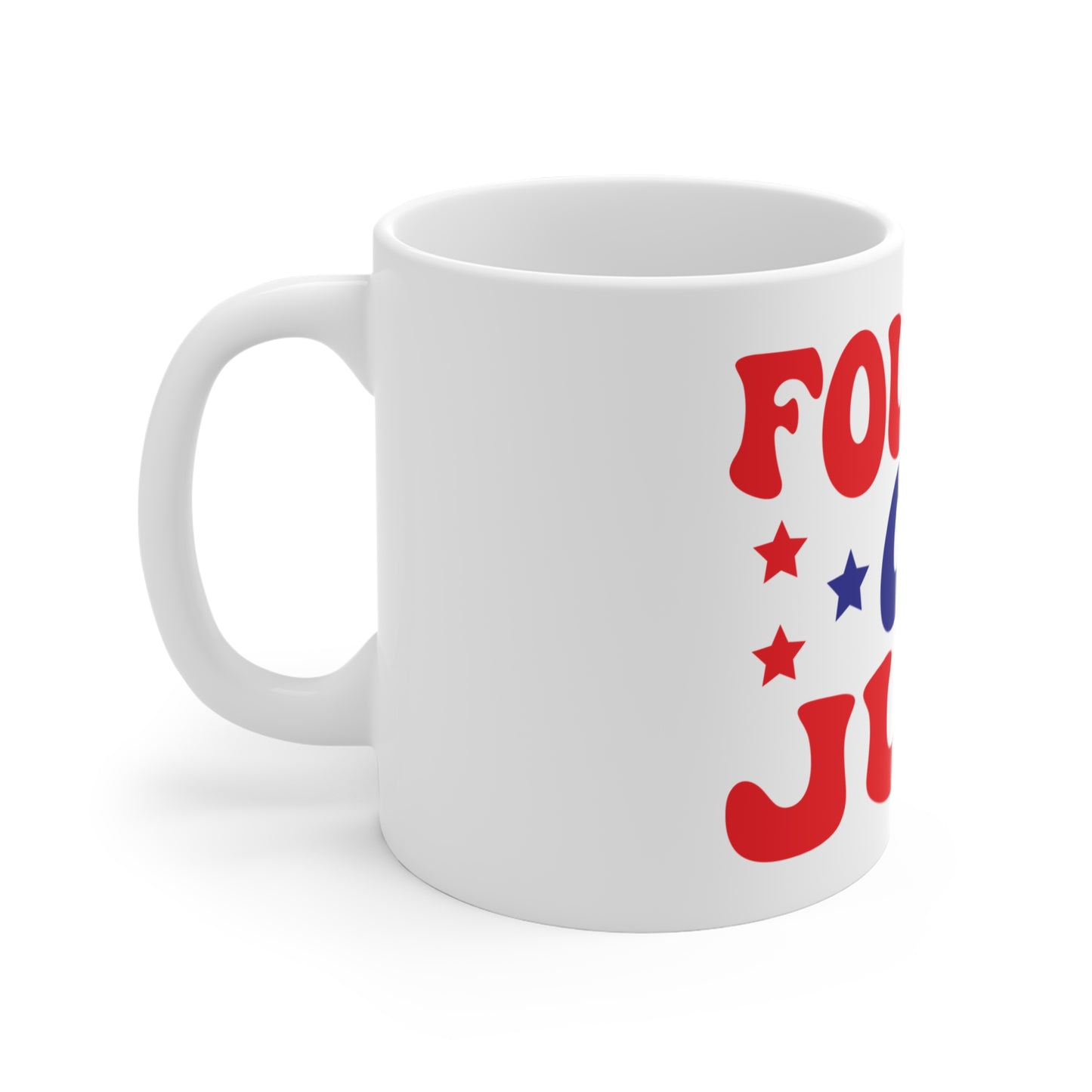 Fourth of July Coffee Mug – Patriotic Retro Typography Mug – 4th of July USA Celebration Cup – Americana Independence Day Mug Mug 11oz