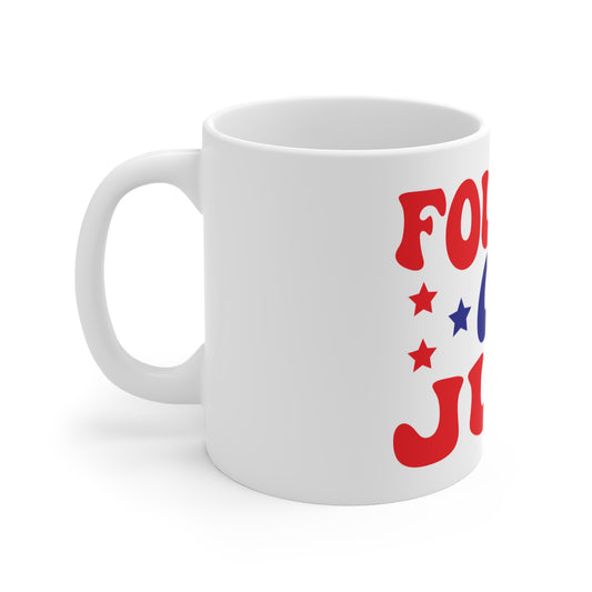 Fourth of July Coffee Mug – Patriotic Retro Typography Mug – 4th of July USA Celebration Cup – Americana Independence Day Mug Mug 11oz