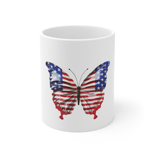 American Flag Butterfly Mug – Classic USA Flag Wing Coffee Mug – Red White Blue Patriotic Cup – Bold Americana Gift American Flag Butterfly Mug – Patriotic 11oz Coffee Cup
