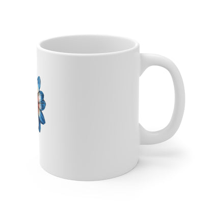 Patriotic Daisy Coffee Mug — Red, White & Blue Floral 11oz