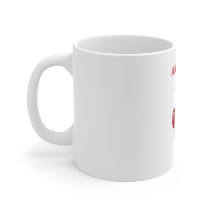 America Patriotic Cherry Coffee Mug – Cute USA Cherry & Bow Mug – Red White Blue Americana Mug – Fun Patriotic Gift Mug 11oz