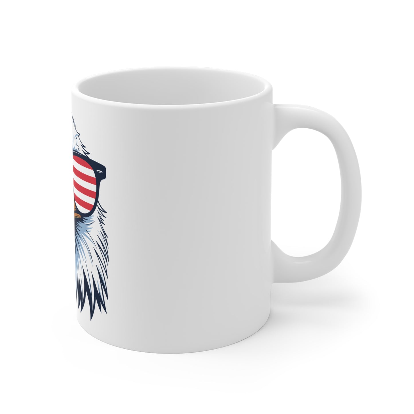 Patriotic Eagle Sunglasses Mug – Cool American Eagle Coffee Mug – USA Flag Aviator Shades Cup – Bold Patriotic Gift Mug Mug 11oz