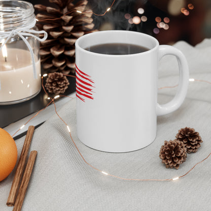 Brushstroke American Flag Coffee Mug – Abstract USA Flag Mug – Modern Patriotic Cup – Bold Red White Blue Gift Mug 11oz