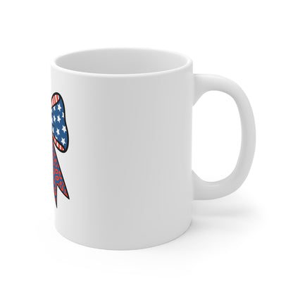 Patriotic Bow Coffee Mug — 11oz American Flag Bow Design