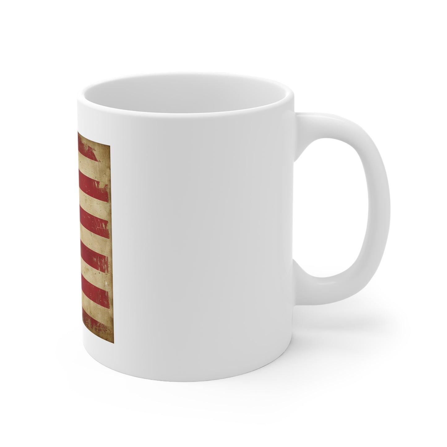 Vintage American Flag Coffee Mug – Classic Distressed USA Flag Mug – Patriotic 11oz Ceramic Cup – Gift for Veterans & Proud Americans