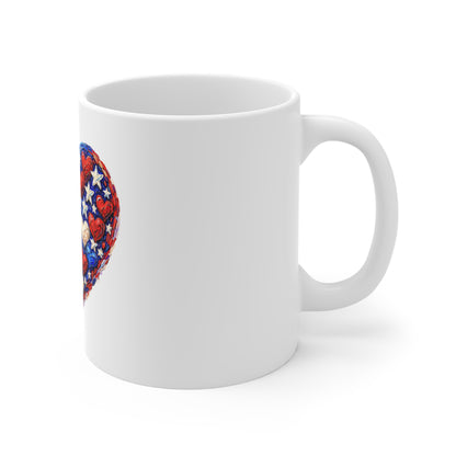 Patriotic Heart Mug - 11oz American Flag Heart Coffee Cup