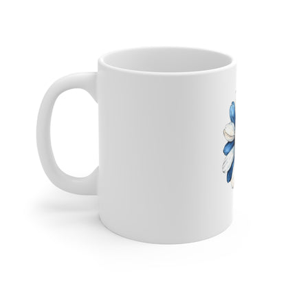 Patriotic Daisy 11oz Coffee Mug — Red White Blue Floral Tea Cup