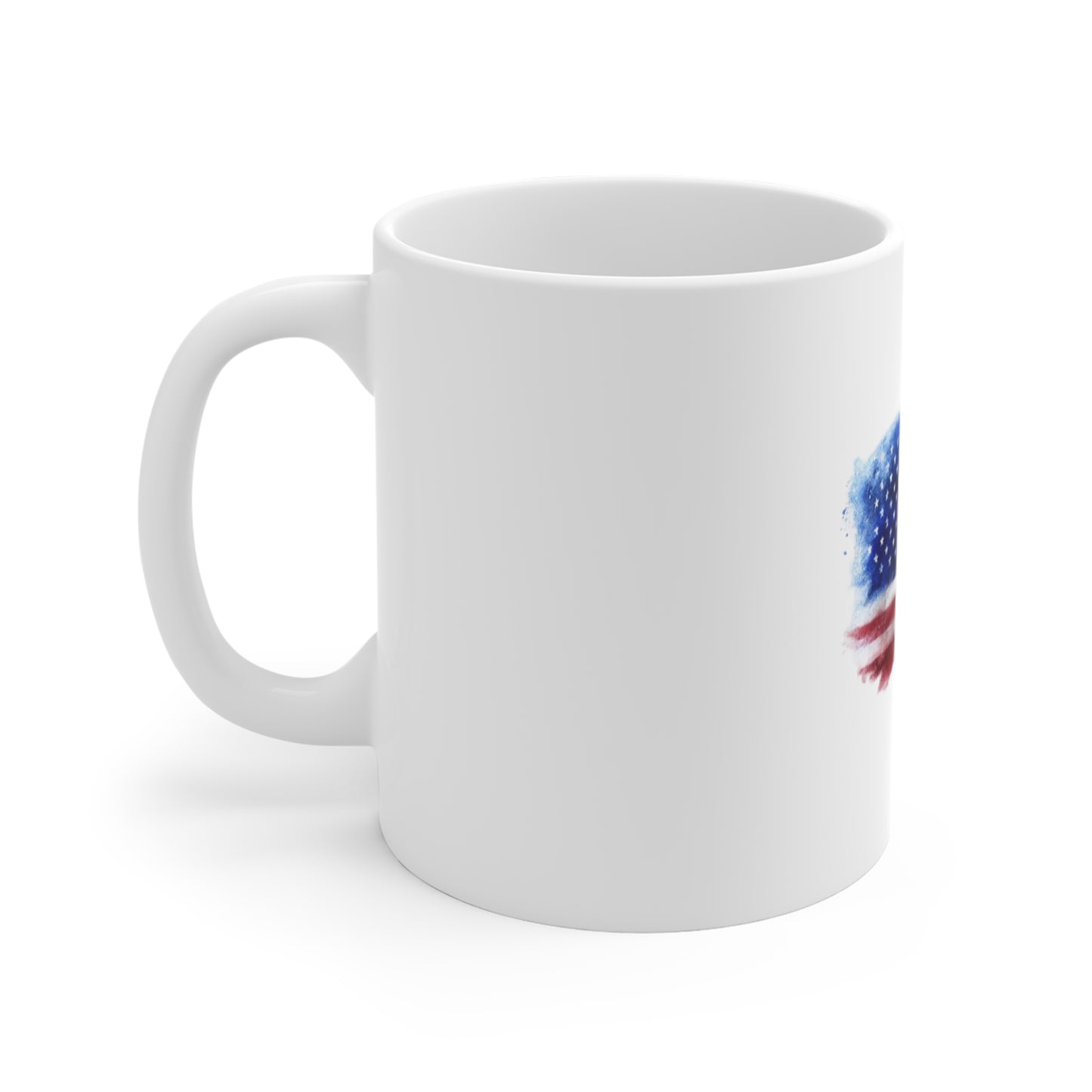 American Flag Watercolor Mug — Patriotic 11oz Coffee Cup for Fourth of July & Veterans