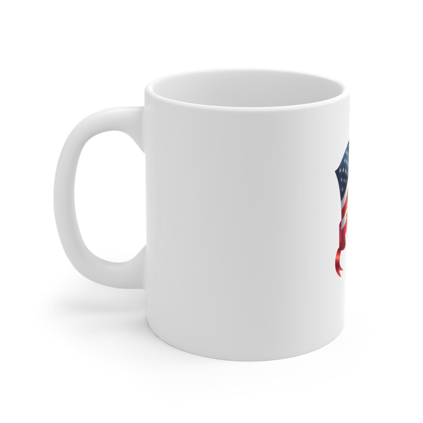 American Flag Floral Mug — Patriotic Red White Blue Coffee Cup (11 oz)