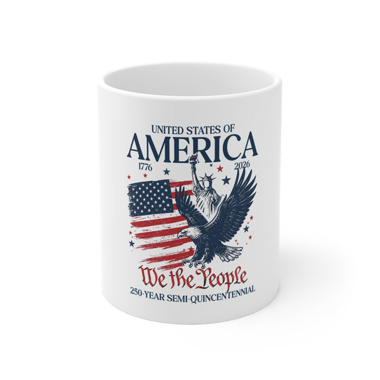 America Eagle 250 Mug – Patriotic Bald Eagle Coffee Cup – 1776–2026 USA Freedom Design Mug 11oz