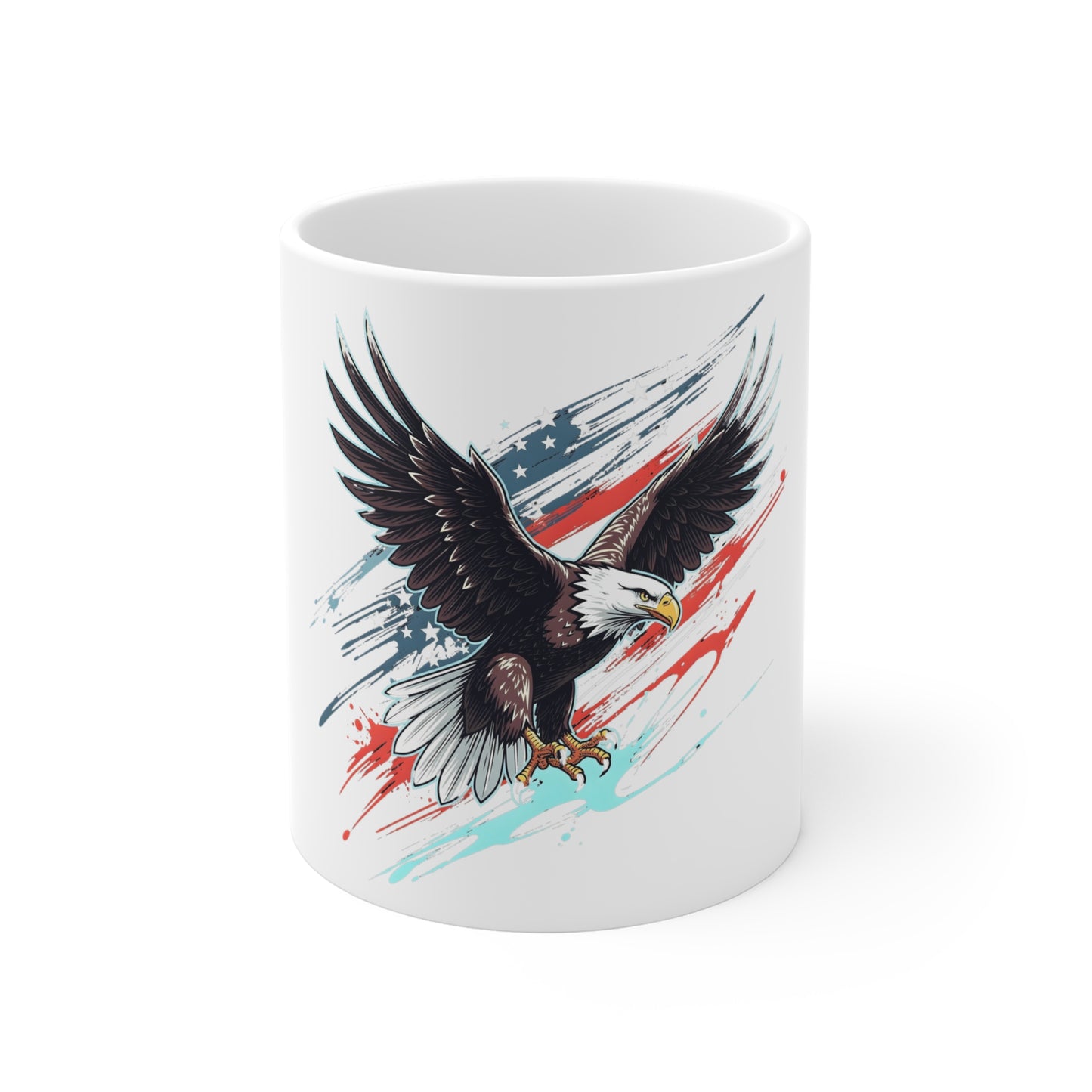 Bald Eagle American Flag Mug — Patriotic 11oz Coffee Cup