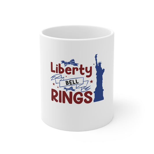 Liberty Rings 11oz Coffee Mug – Patriotic Statue of Liberty Design