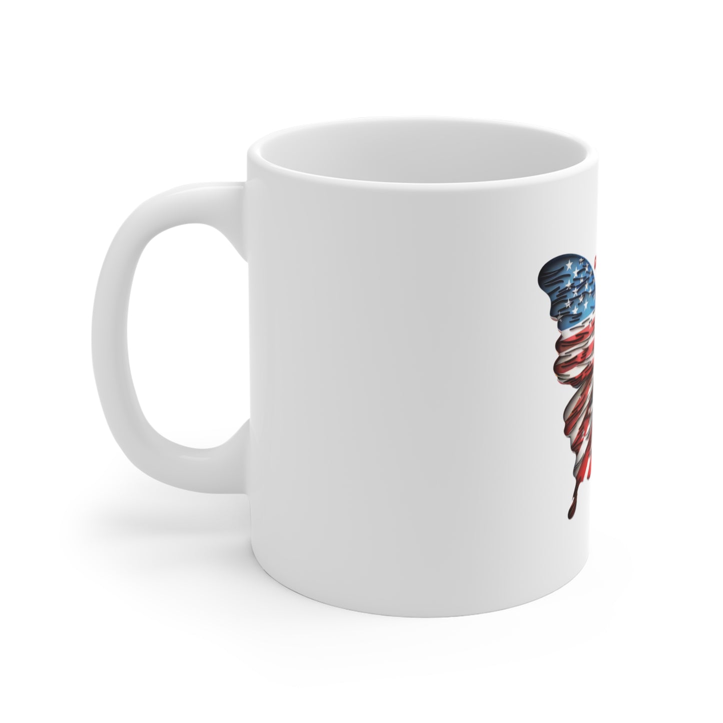Distressed Artistic American Flag Butterfly Mug – Vintage Style Patriotic Butterfly Coffee Mug – Red White Blue Textured Wing Design – USA Gift American Flag Butterfly Mug — Patriotic 11oz Coffee Cup...