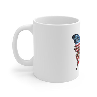 Distressed Artistic American Flag Butterfly Mug – Vintage Style Patriotic Butterfly Coffee Mug – Red White Blue Textured Wing Design – USA Gift American Flag Butterfly Mug — Patriotic 11oz Coffee Cup...