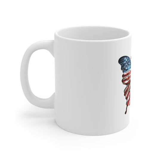 Distressed Artistic American Flag Butterfly Mug – Vintage Style Patriotic Butterfly Coffee Mug – Red White Blue Textured Wing Design – USA Gift American Flag Butterfly Mug — Patriotic 11oz Coffee Cup...