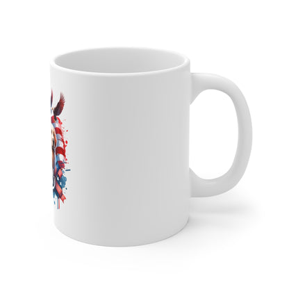 4th of July Eagle & Dog Mug – Patriotic American Flag Coffee Cup