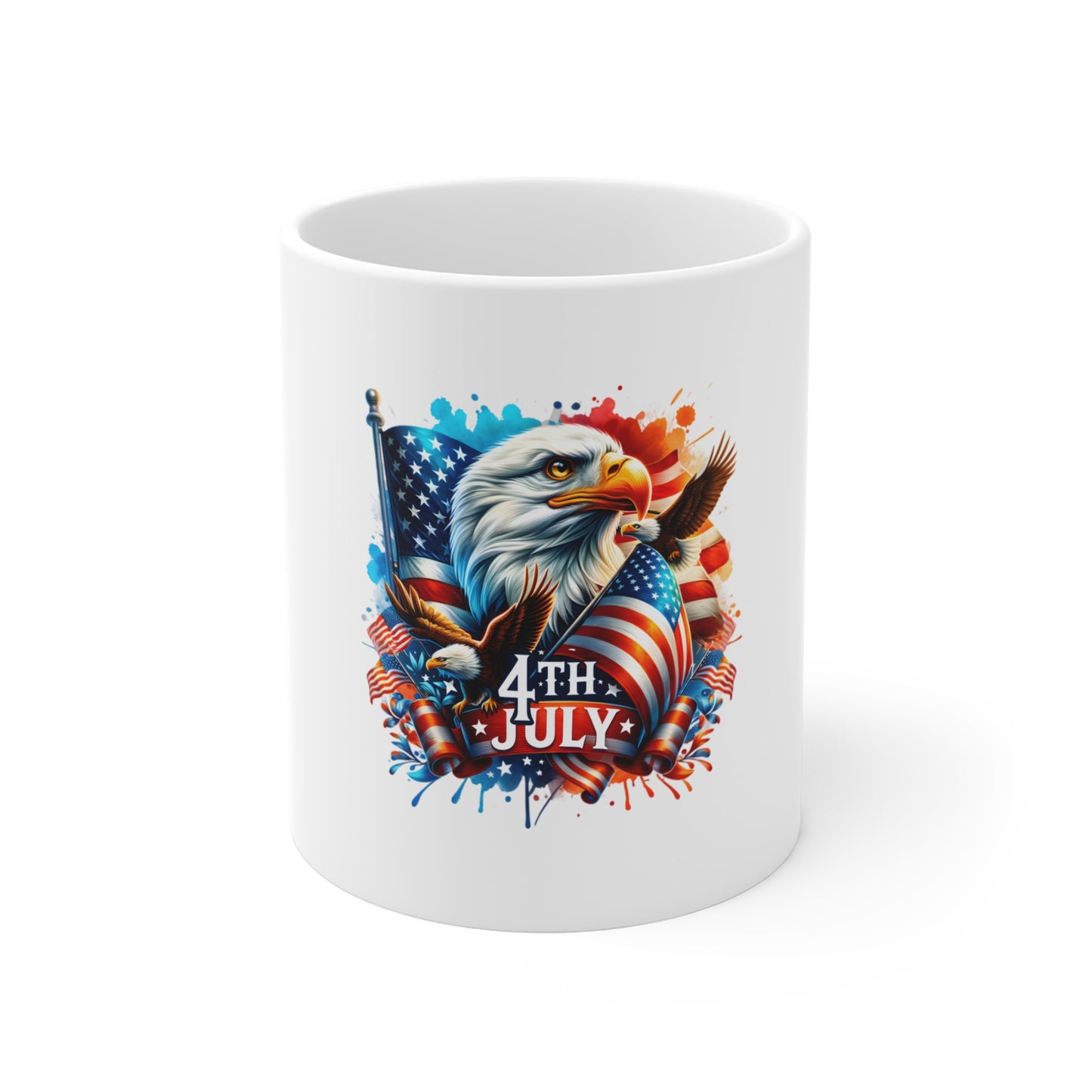 4th of July Eagle Coffee Mug — Patriotic American Flag Ceramic 11oz