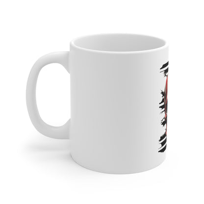 American Flag Skull Mug — Patriotic Skull Coffee Cup (11oz)