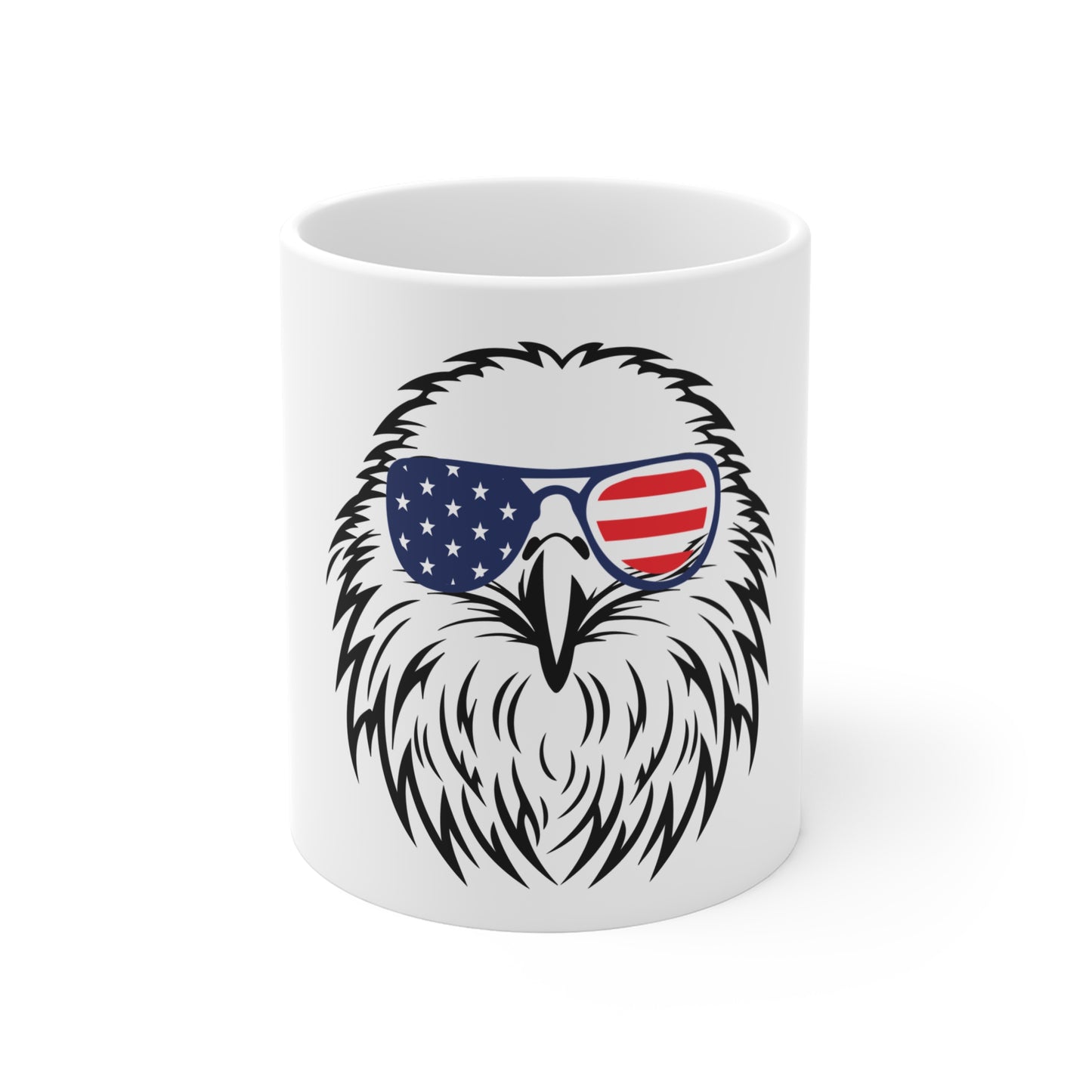 Patriotic Eagle Sunglasses Mug – Cool USA Eagle Coffee Mug – American Flag Aviator Shades Cup – Funny Patriotic Gift Mug 11oz