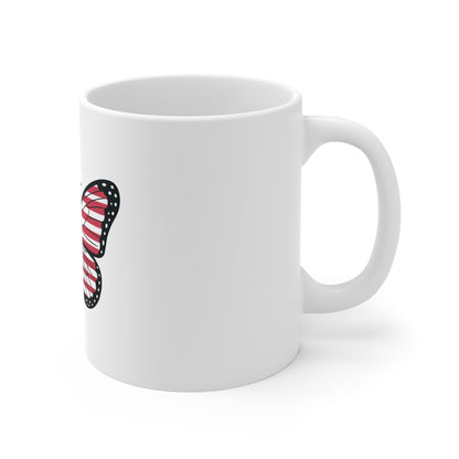 Patriotic Butterfly Coffee Mug – American Flag Butterfly Mug – USA Freedom Art Cup – Red White Blue Gift Mug Mug 11oz