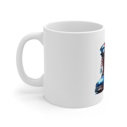 Patriotic Combat Boots Coffee Mug – American Flag Military Boots Mug – Veteran Tribute USA Mug 11oz