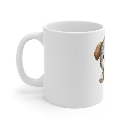 Cute Patriotic Puppy Running Mug – 4th of July Dog Coffee Mug – Americana Puppy Scarf Cup – Red White Blue Pet Lover Gift Cute Patriotic Puppy Mug — 11oz Ceramic Coffee Cup