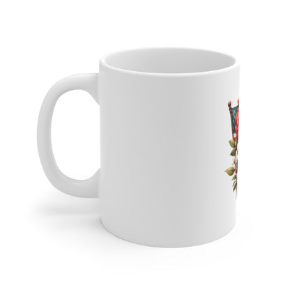 Patriotic Floral Flag Mug — American Flag Bouquet 11oz