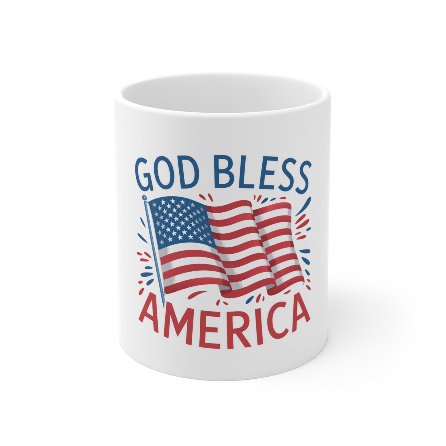 God Bless America Mug — Patriotic 11oz Coffee Cup with Flag Design