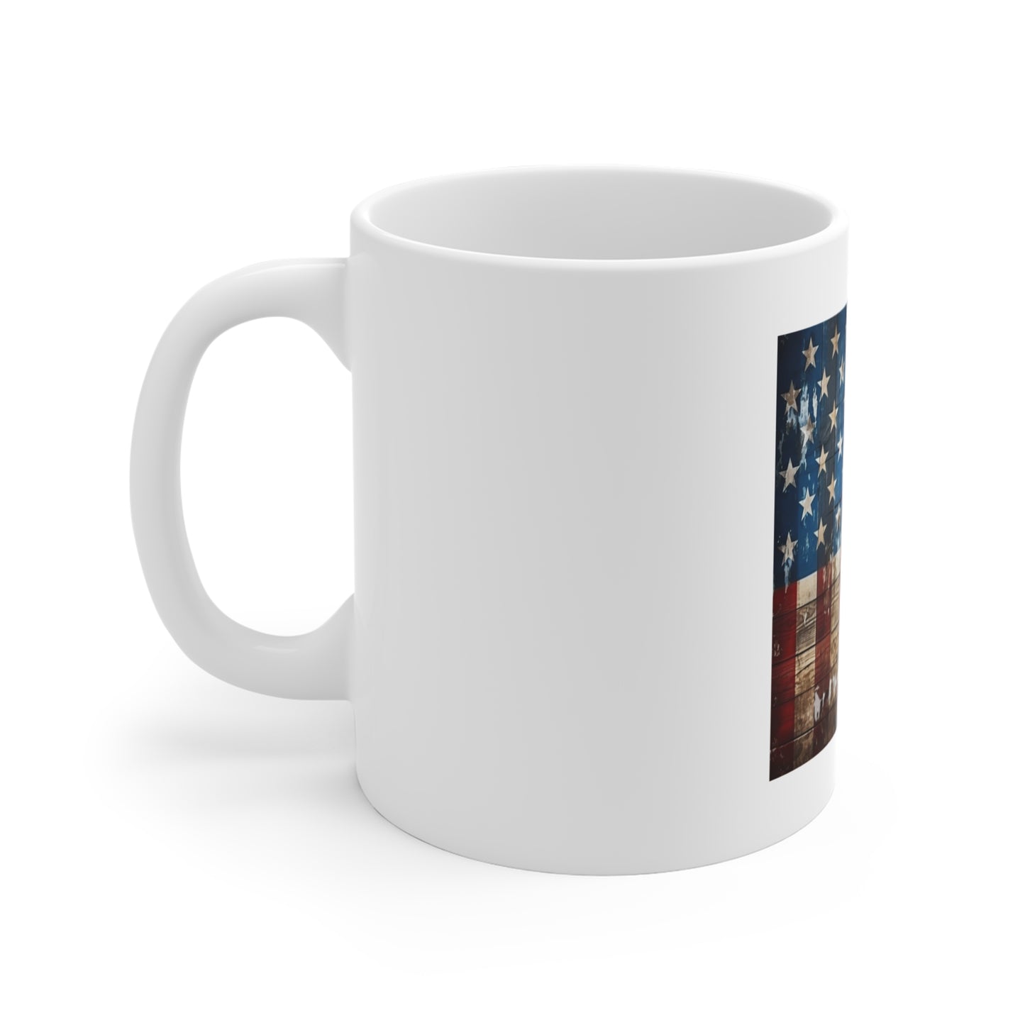 Patchwork American Flag Wood Coffee Mug – Distressed Panel USA Flag Mug – Rustic Mixed Wood Patriotic Cup – Vintage Americana Gift American Flag Rustic Wood 11oz Mug — Patriotic USA Coffee Cup for...
