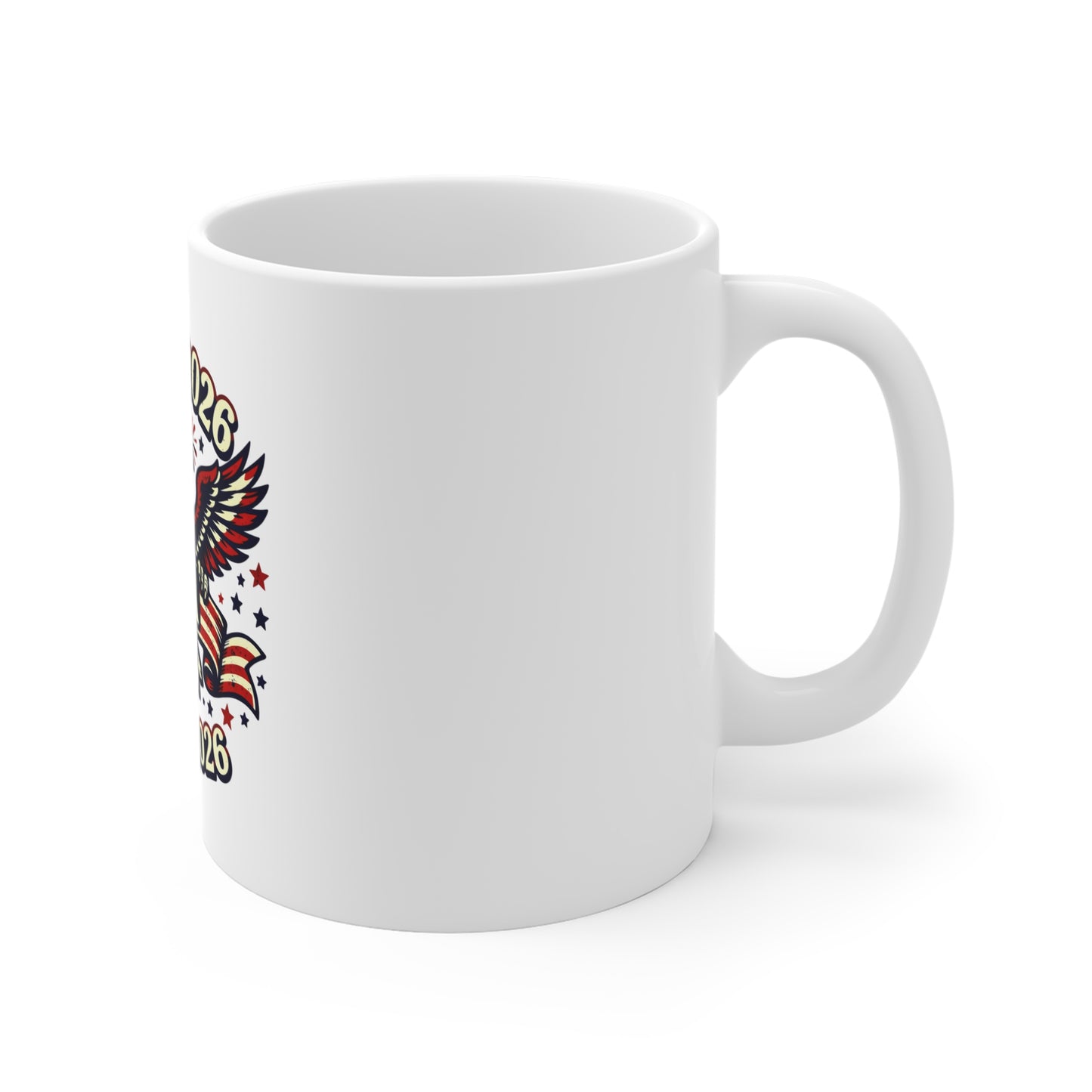 USA 1776–2026 Eagle Flag Anniversary Mug — Patriotic 11oz Coffee Cup for Independence Day & Veterans Day