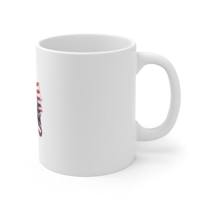 Watercolor American Flag Coffee Mug – Waving USA Flag Mug – Artistic Patriotic Flag Cup – Red White Blue Americana Mug Mug 11oz