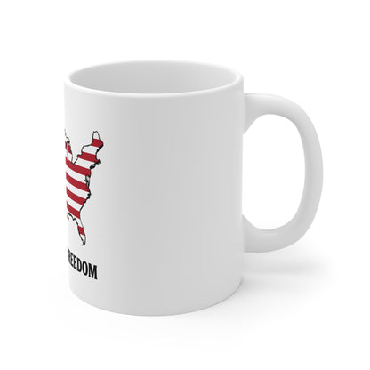 USA Map Flag 250 Years of Freedom Coffee Mug – Patriotic America Outline Mug – Red White Blue USA Silhouette Mug 11oz