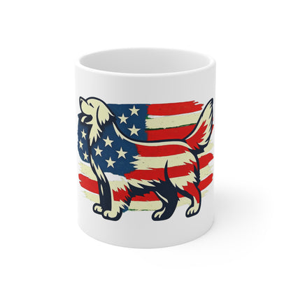 American Flag Dog Mug — Patriotic USA Pet Lover Coffee Cup
