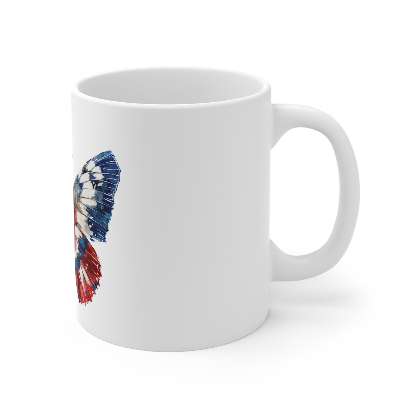 Patriotic Splash Butterfly Mug – Red White Blue Paint Splash Butterfly Coffee Mug – Abstract Americana Art Cup – Bold USA Gift Mug Mug 11oz