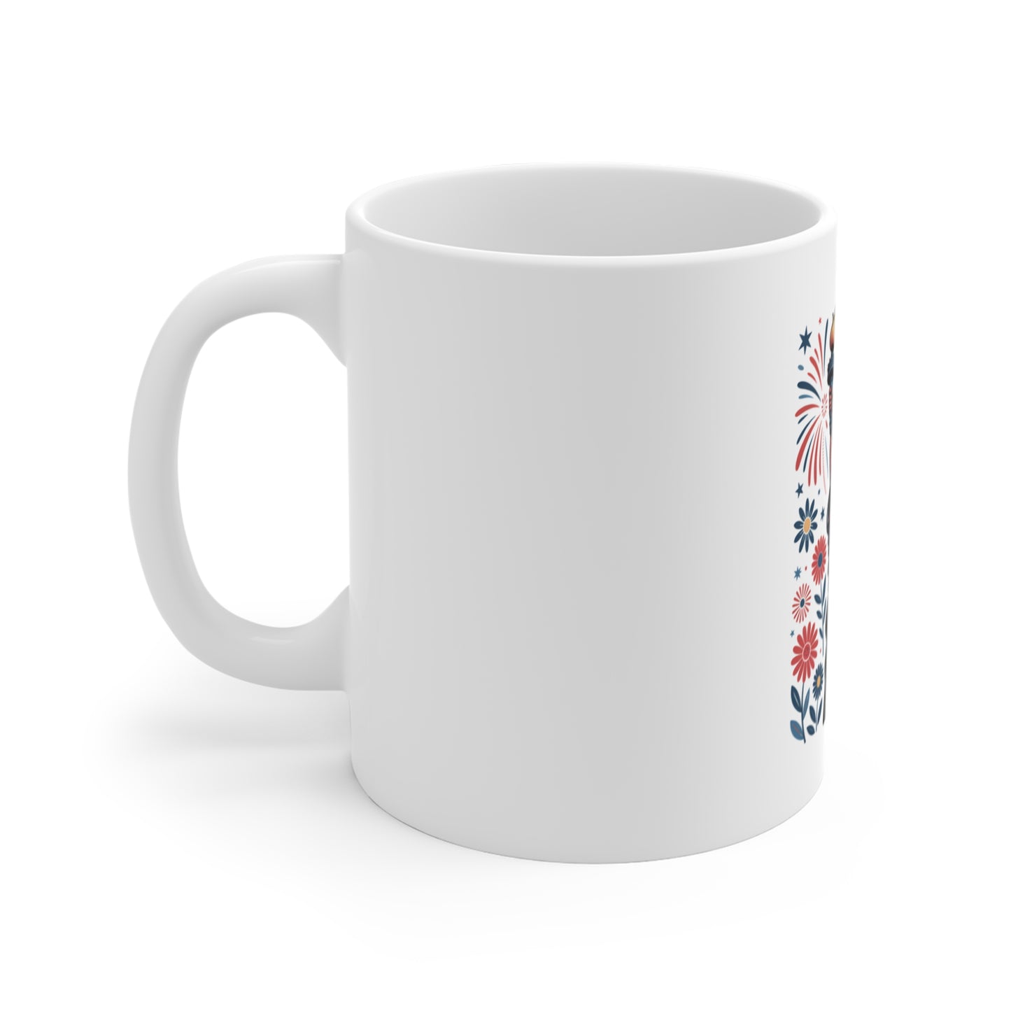 Statue of Liberty Fireworks 11oz Mug — Patriotic Independence Day Coffee Cup