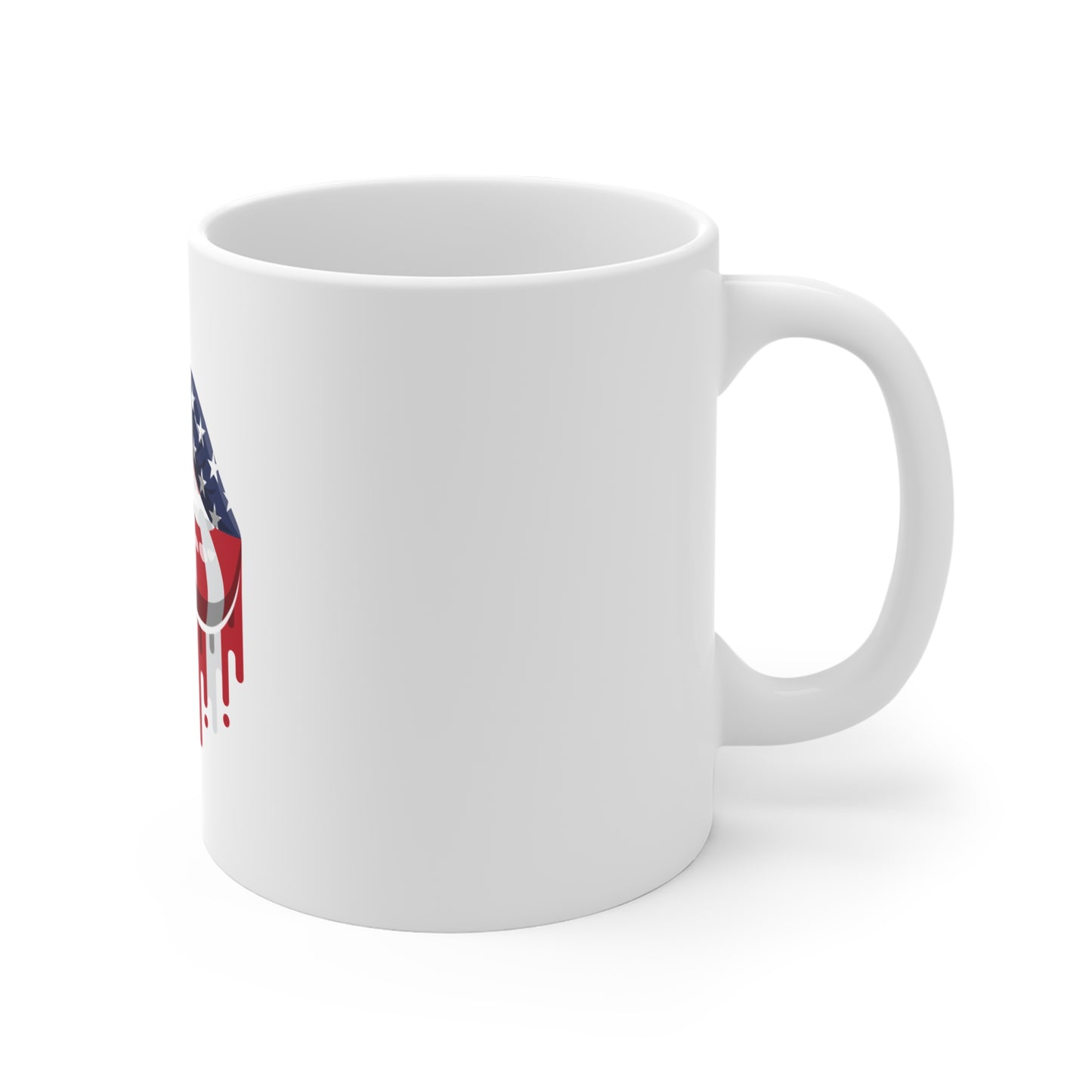 American Flag Drip Lips Mug — Patriotic 11oz Coffee Cup for 4th of July