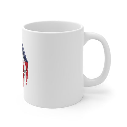 American Flag Drip Lips Mug — Patriotic 11oz Coffee Cup for 4th of July