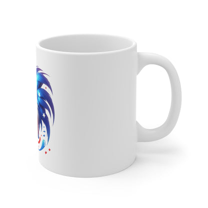 Patriotic Rooster Coffee Mug – Red White Blue Chicken Mug – Americana Farm Animal Cup – Bold USA Pride Gift Mug 11oz