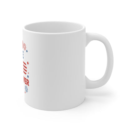 Red White Bus Driver Mug — Patriotic 11oz Coffee Cup for School Drivers
