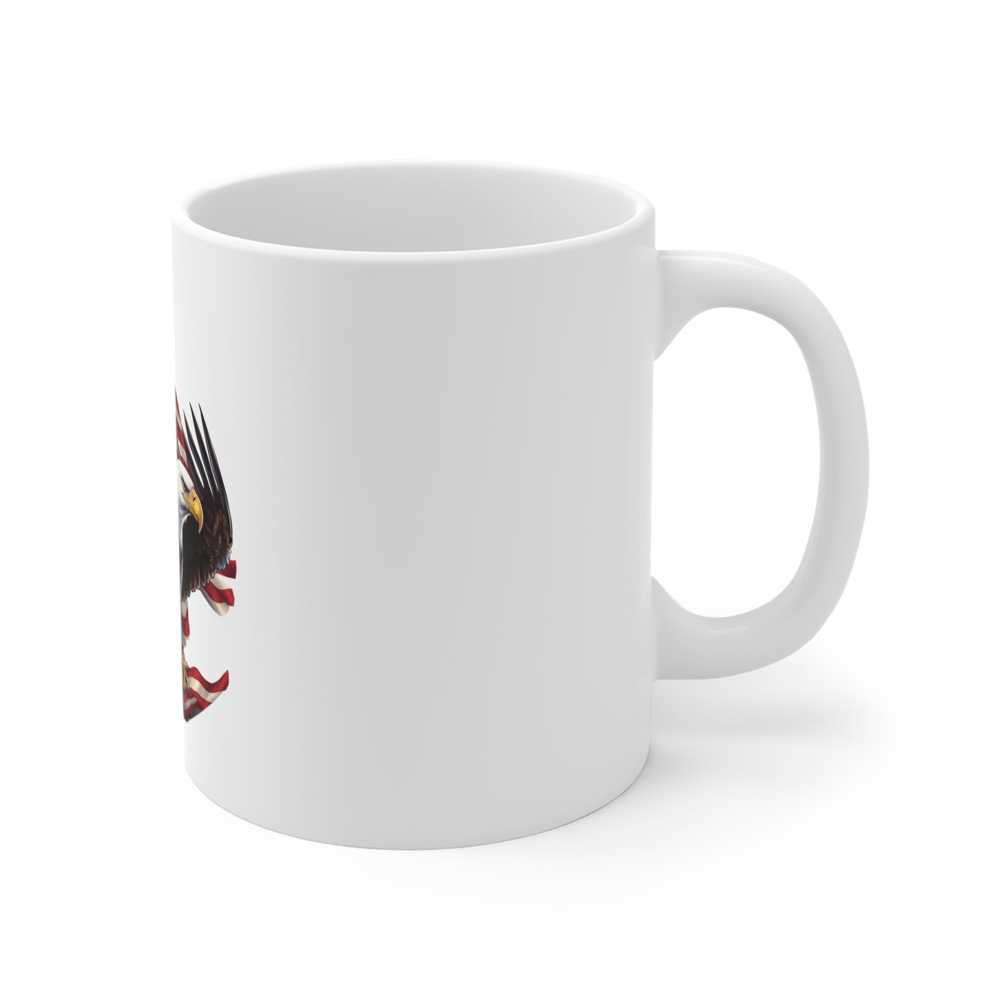 American Eagle Mug - Patriotic Bald Eagle with USA Flag 11oz Coffee Cup