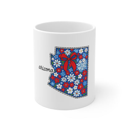 Arizona Floral State Mug — 11oz Cute Daisy Map Coffee Cup